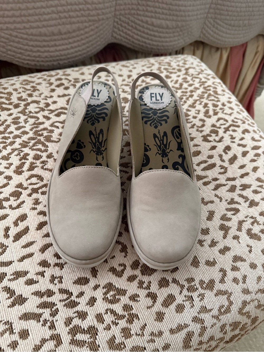 Fly London Taupe Slip-On Slingback Mules